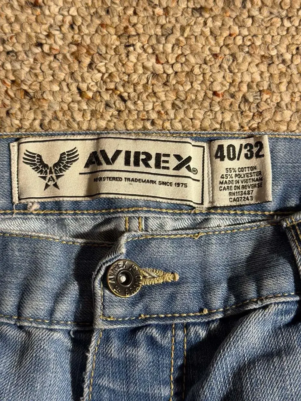 Avirex Relaxed Fit Embroidered Back Pocket Jeans 40x32